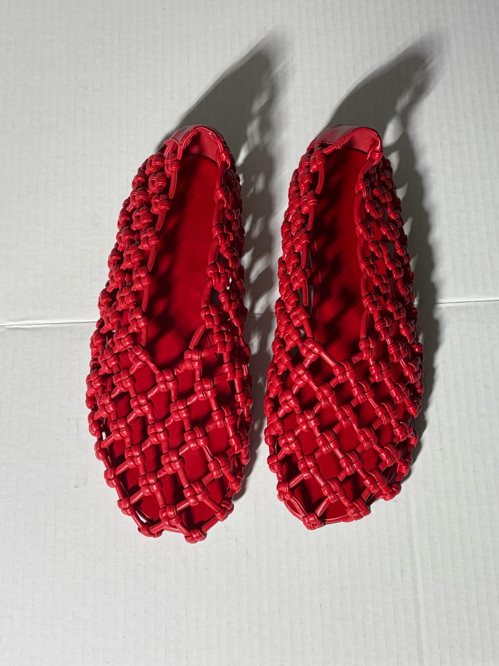Red Woven Leather Flats - Picture 4 of 9
